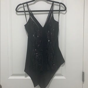 BEBE | Sequin Open Back Top